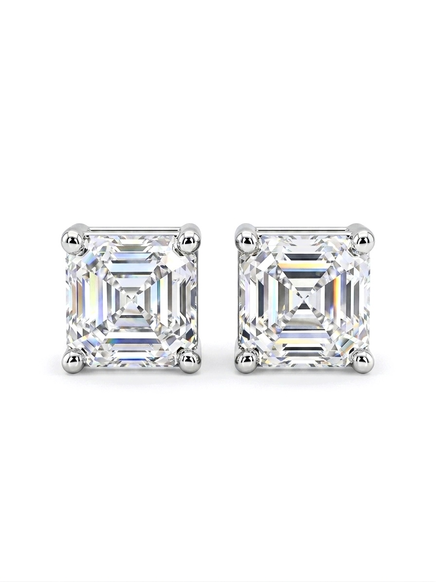 Asscher Cut Bridal Earrings